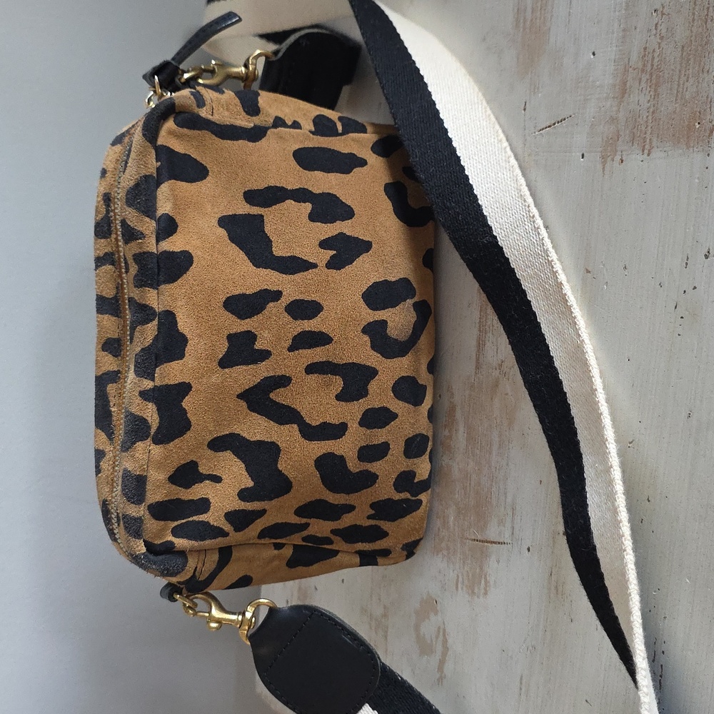 Clare V Midi Sac In Leopard Suede With Crossbody Strap